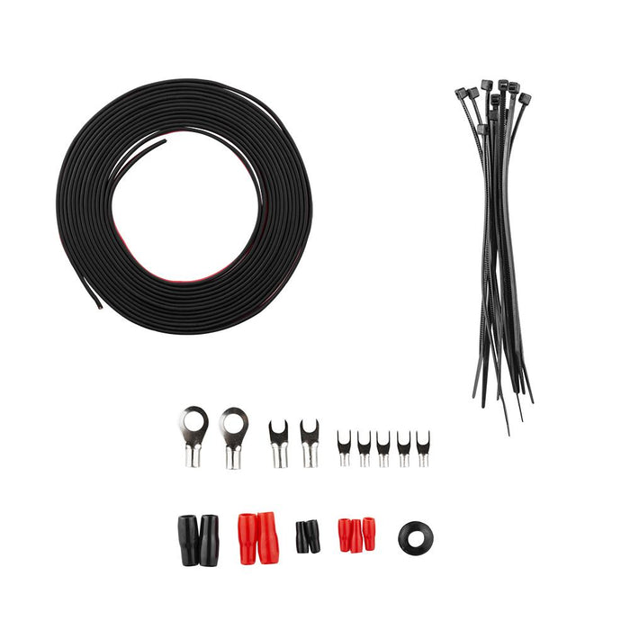 DS18 Amp Kit 0 - ring terminals, spade terminals, cable ties, and rubber grommet