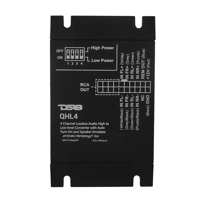 4-Channel Lossless Audio Line Output Converter with Auto Turn-On And Speaker Emulator