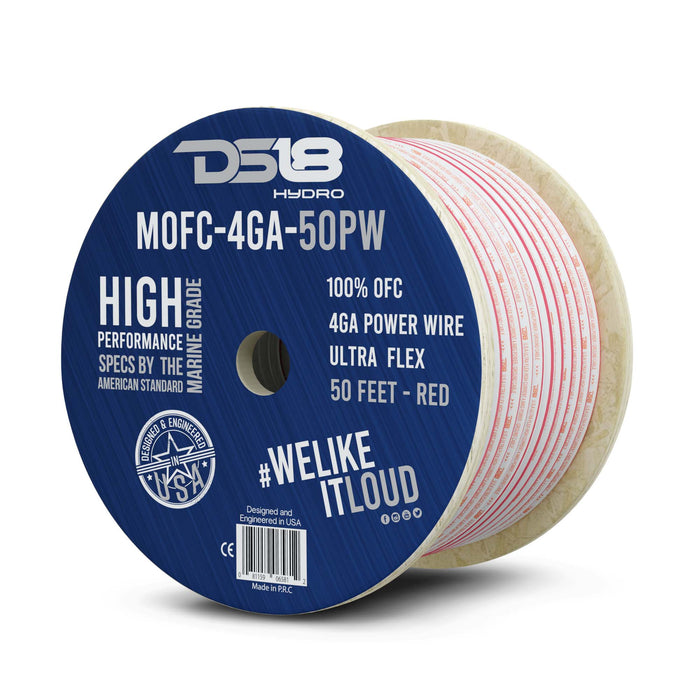 DS18 HYDRO Marine Tinned Grade OFC Power Wire 4-GA 50 Feet