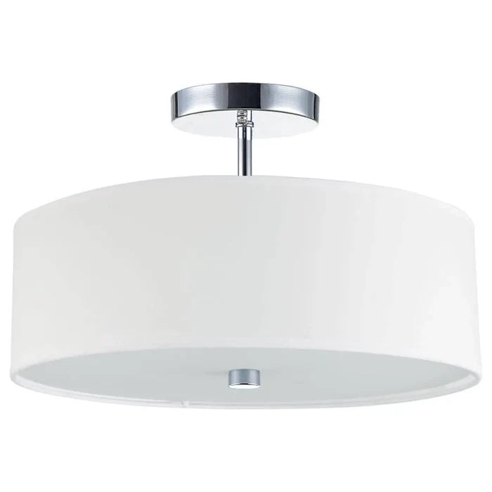 White semi-flush mount ceiling light, by Dainolite, for hallway, bedroom, or entryway