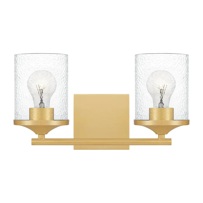 Aged brass vanity light, by Quoizel, for bathroom