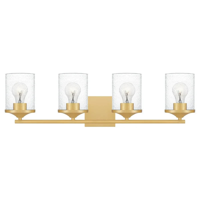Aged brass vanity light, by Quoizel, for bathroom