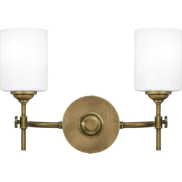 Weathered brass vanity light, by Quoizel, for bathroom