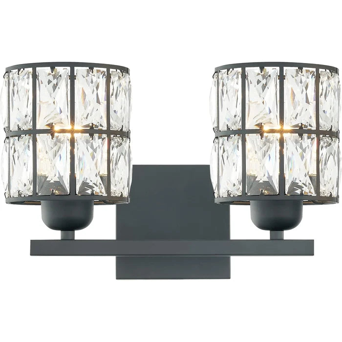 Matte black vanity light, by Quoizel, for bathroom