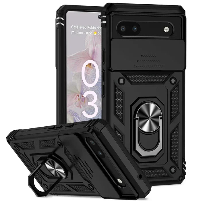 Google Pixel Case with Camera Cover, Kickstand & Magnetic Ring Holder