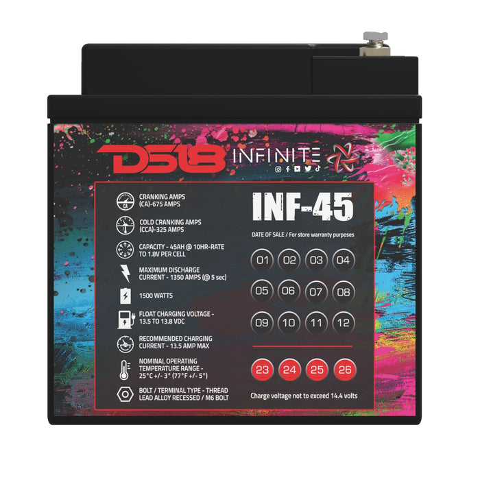 INFINITE 45 AH AGM Power Cell 12 Volt Battery