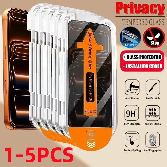 iPhone 3-4 PCS  Privacy Glass one click install