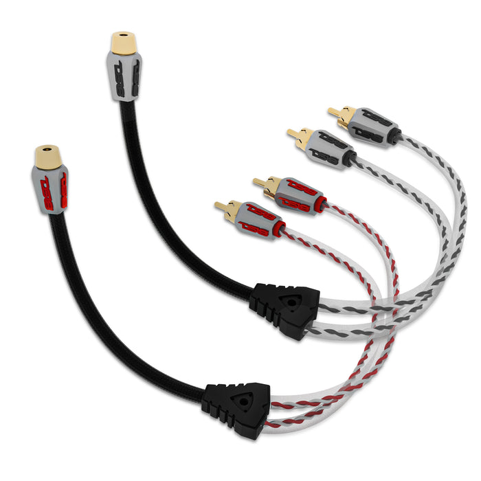 Level 3 RCA 100% Copper OFC Y Connector 1 FEMALE to 2 MALE -  BLACK / RED Kit