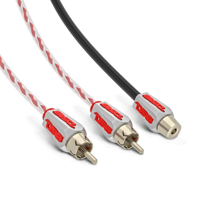 DS18 HQRCA2F1M 1 Male to 2 Female Dual Twist RCA