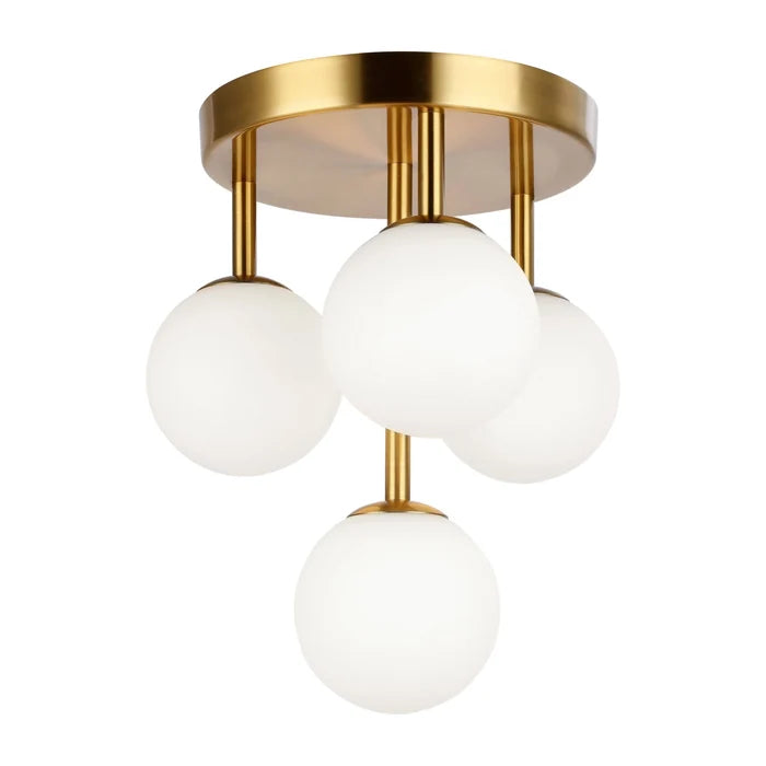 Aged brass flush-mount ceiling light, by Dainolite, for hallway, bedroom, or entryway