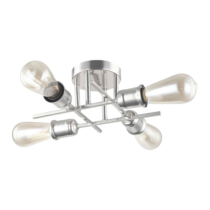 Polished chrome flush-mount ceiling light, by Dainolite, for hallway, bedroom, or entryway