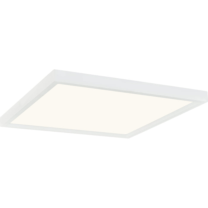 Matte white flush-mount ceiling light, by Quoizel, for hallway, bedroom, or entryway