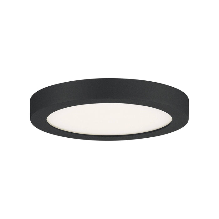 Earth black flush-mount ceiling light, by Quoizel, for hallway, bedroom, or entryway