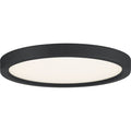 Earth black flush-mount ceiling light, by Quoizel, for hallway, bedroom, or entryway