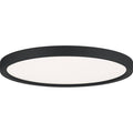 Earth black flush-mount ceiling light, by Quoizel, for hallway, bedroom, or entryway