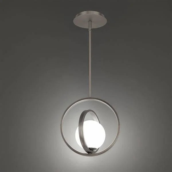 Brushed nickel finish pendant light, by WAC, for kitchen island or dining