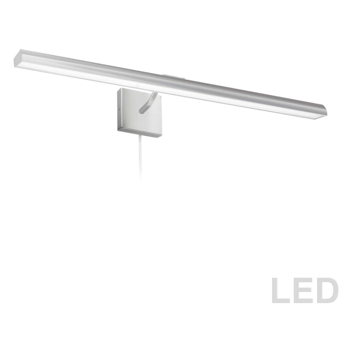LED satin chrome vanity light, by Dainolite, for bathroom