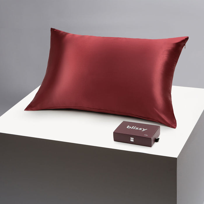 Blissy King Burgundy Pillowcase – 22 Momme Mulberry Silk, 100% Silk