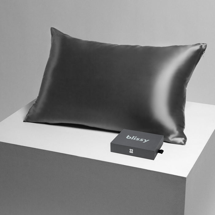 Blissy King Grey Pillowcase – 22 Momme Mulberry Silk, 100% Silk