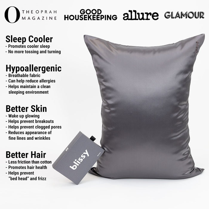 Grey Mulberry Silk Pillowcase – Blissy King