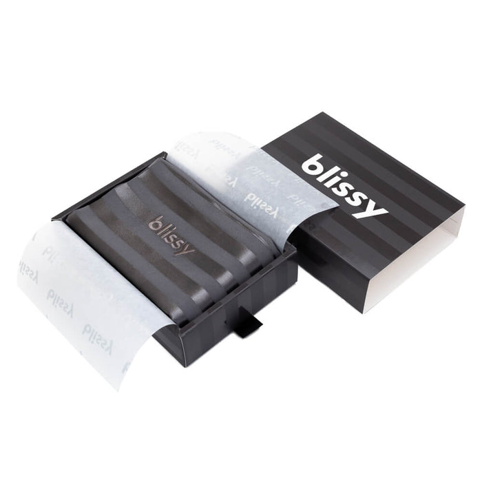Blissy Mulberry Silk Pillowcase – Grey Striped King