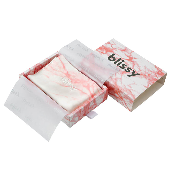 Blissy Mulberry Silk Pillowcase – Rose White Marble King