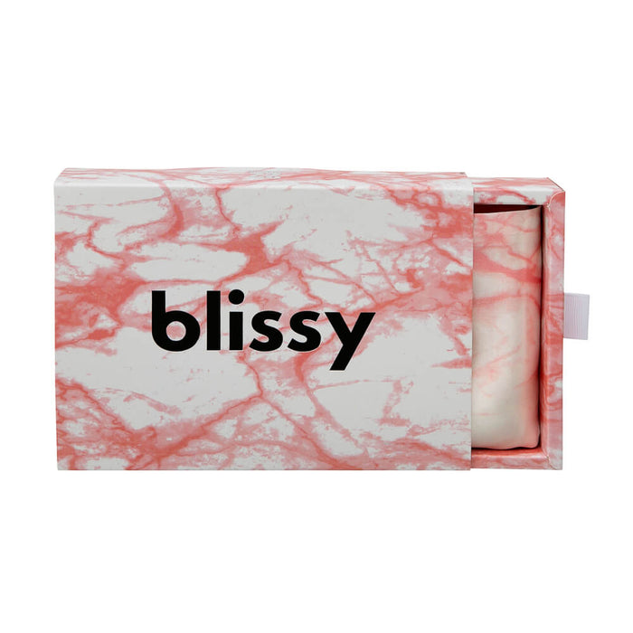 Blissy Rose White Marble Silk Pillowcase Detail – King