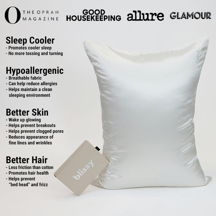 White Mulberry Silk Pillowcase – Blissy King