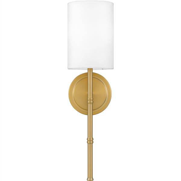 Aged brass wall sconce, by Quoizel, for hallway or living room