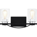 Matte black vanity light, by Quoizel, for bathroom