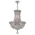 Chrome metal + clear crystal chandelier, by Maple