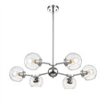 Chrome + clear glass pendant light, by Maple, for kitchen island or dining