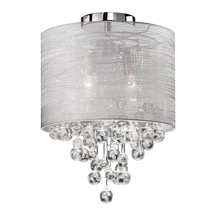Polished chrome flush-mount ceiling light, by Dainolite, for hallway, bedroom, or entryway