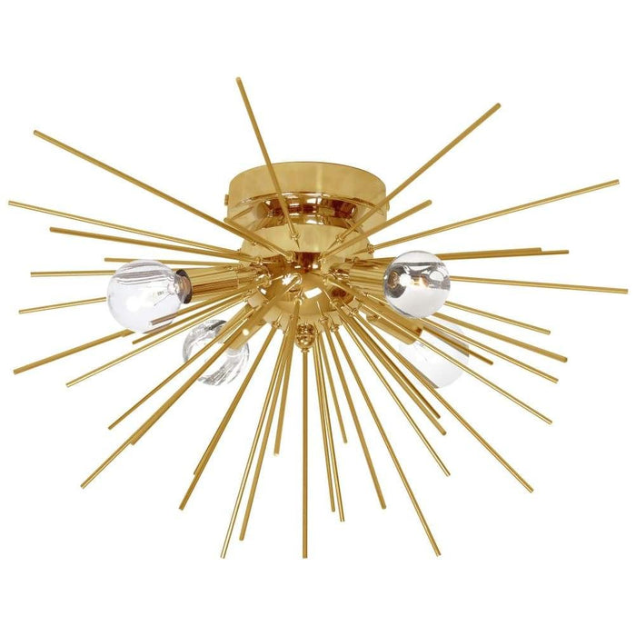Aged brass flush-mount ceiling light, by Dainolite, for hallway, bedroom, or entryway
