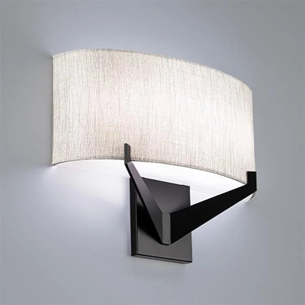 Black wall sconce, by WAC, for hallway or living room